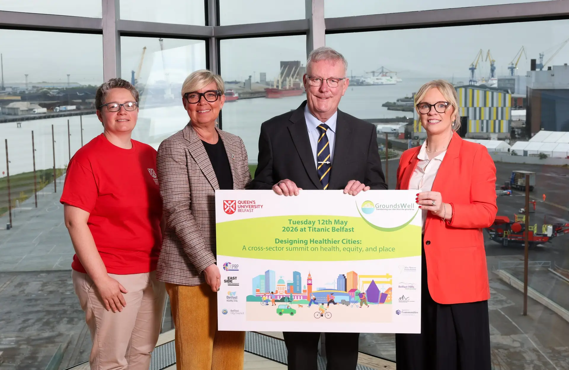 Prof Ruth Hunter, Kira Fortune, Minister for Health Mike Nesbitt and Charlene Brooks